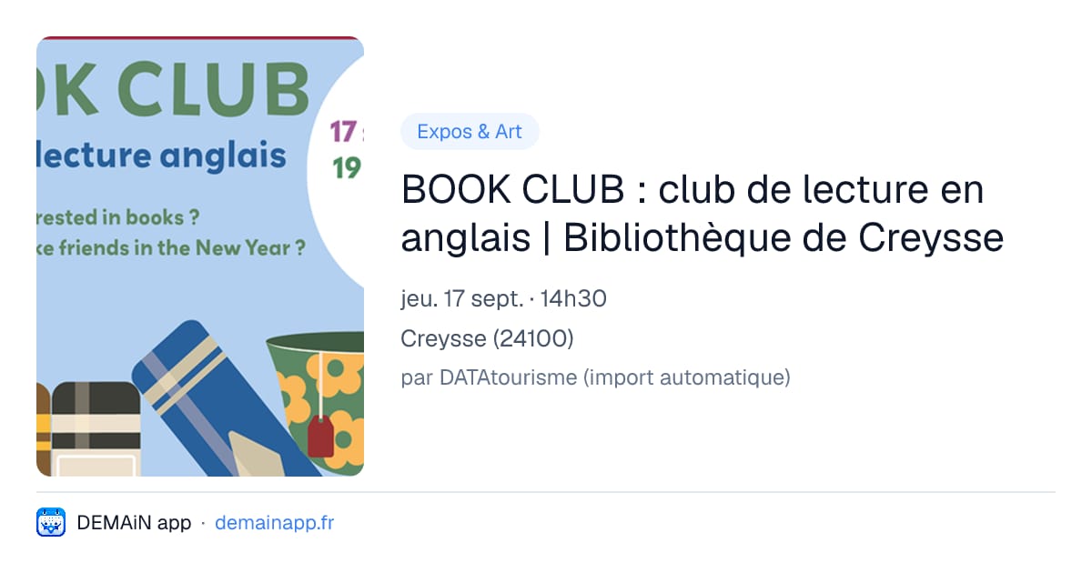 BOOK CLUB : club de lecture en anglais | Bibliothèque de Creysse — Creysse