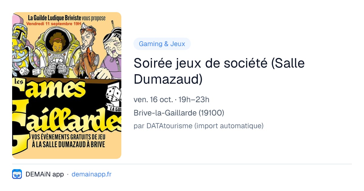 Soirée jeux de société (Salle Dumazaud) — Brive-la-Gaillarde