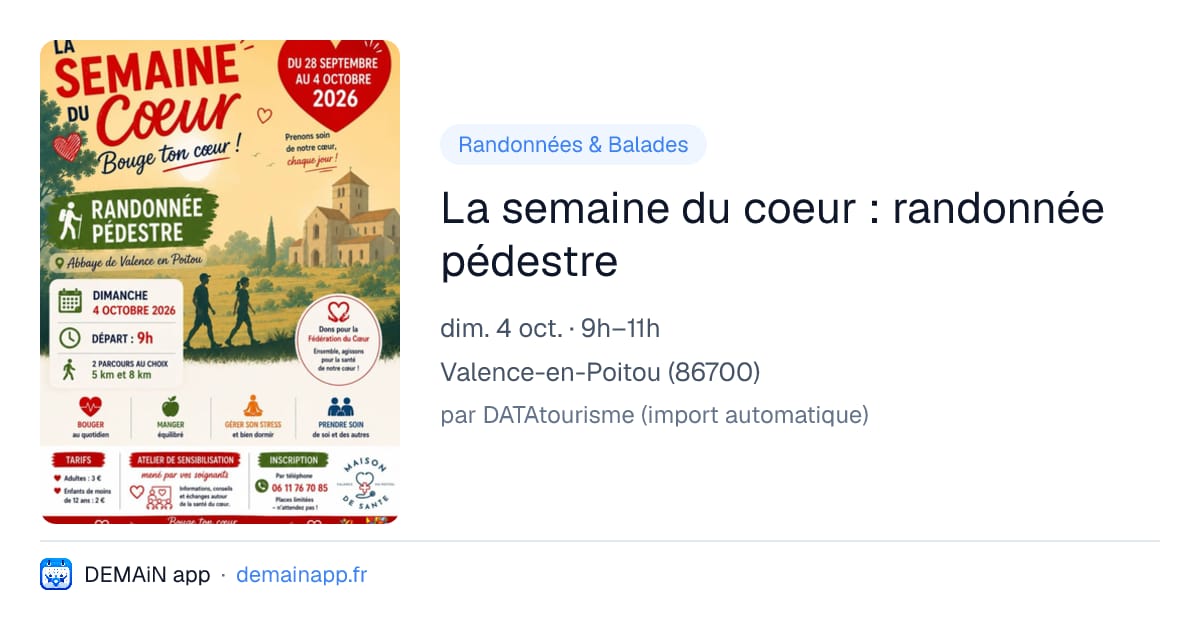 La semaine du coeur : randonnée pédestre — Valence-en-Poitou