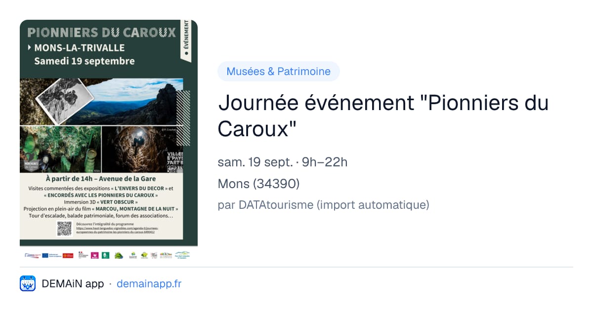 Journée événement "Pionniers du Caroux" — Mons