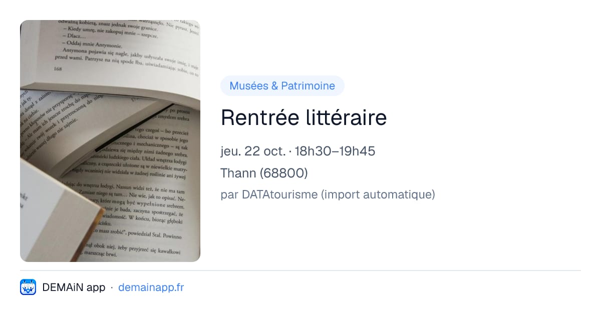 Rentrée littéraire — Thann