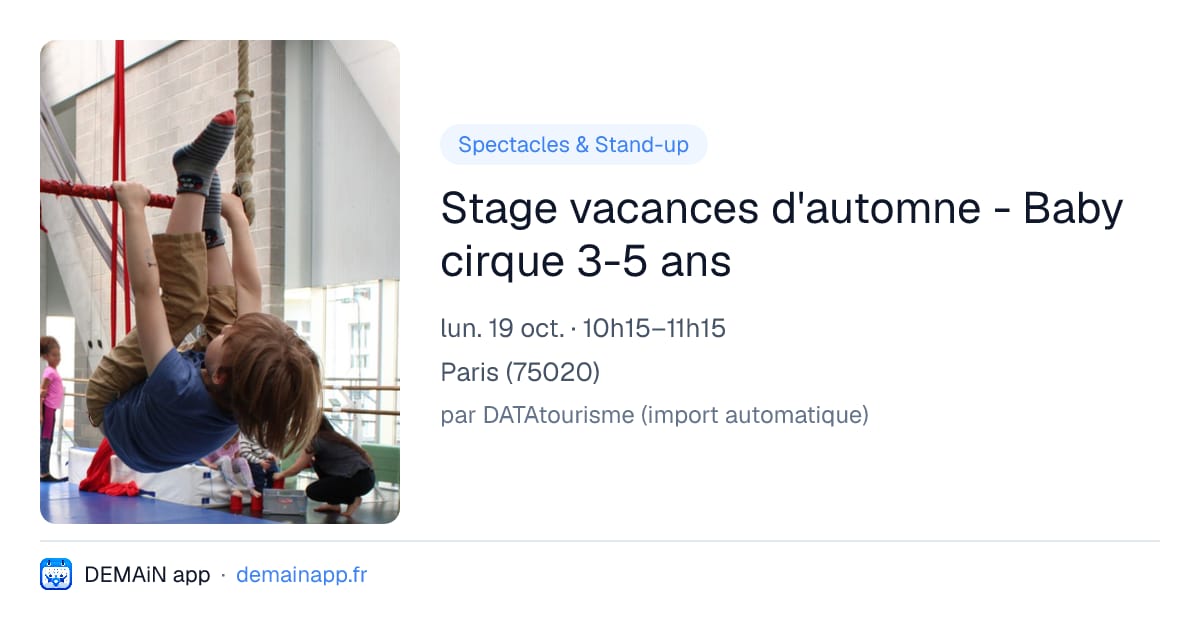 Stage vacances d'automne - Baby cirque 3-5 ans — Paris