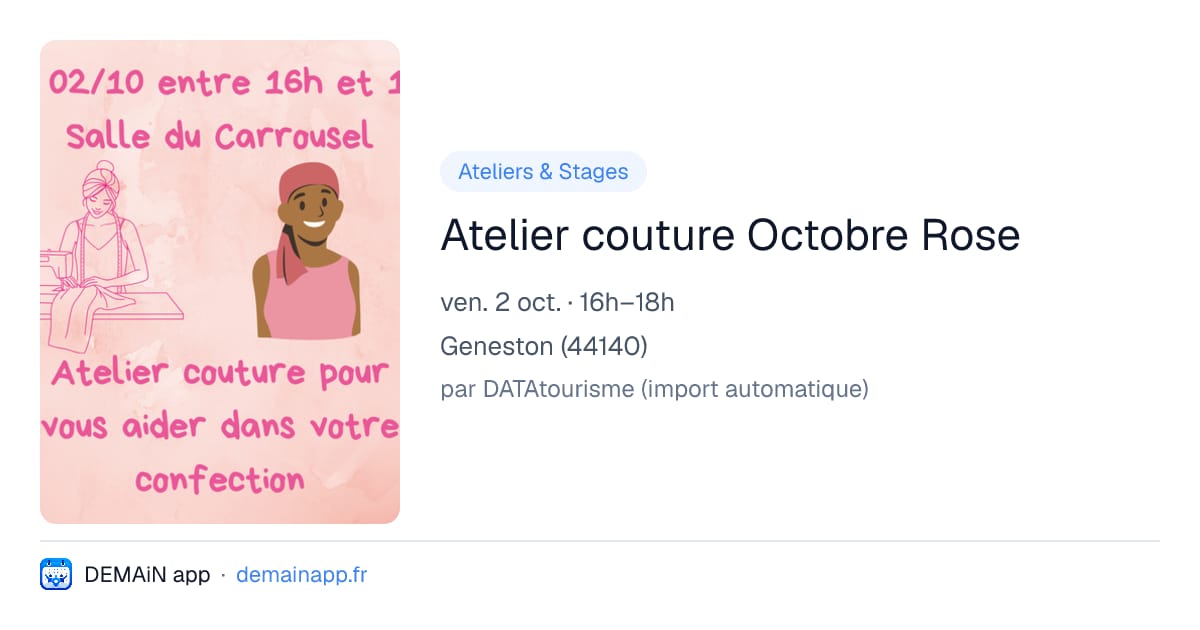 Atelier couture Octobre Rose — Geneston