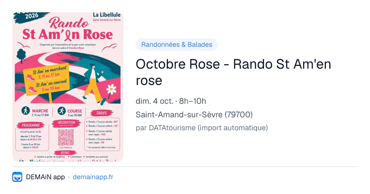 Octobre Rose - Rando St Am'en rose — Saint-Amand-sur-Sèvre