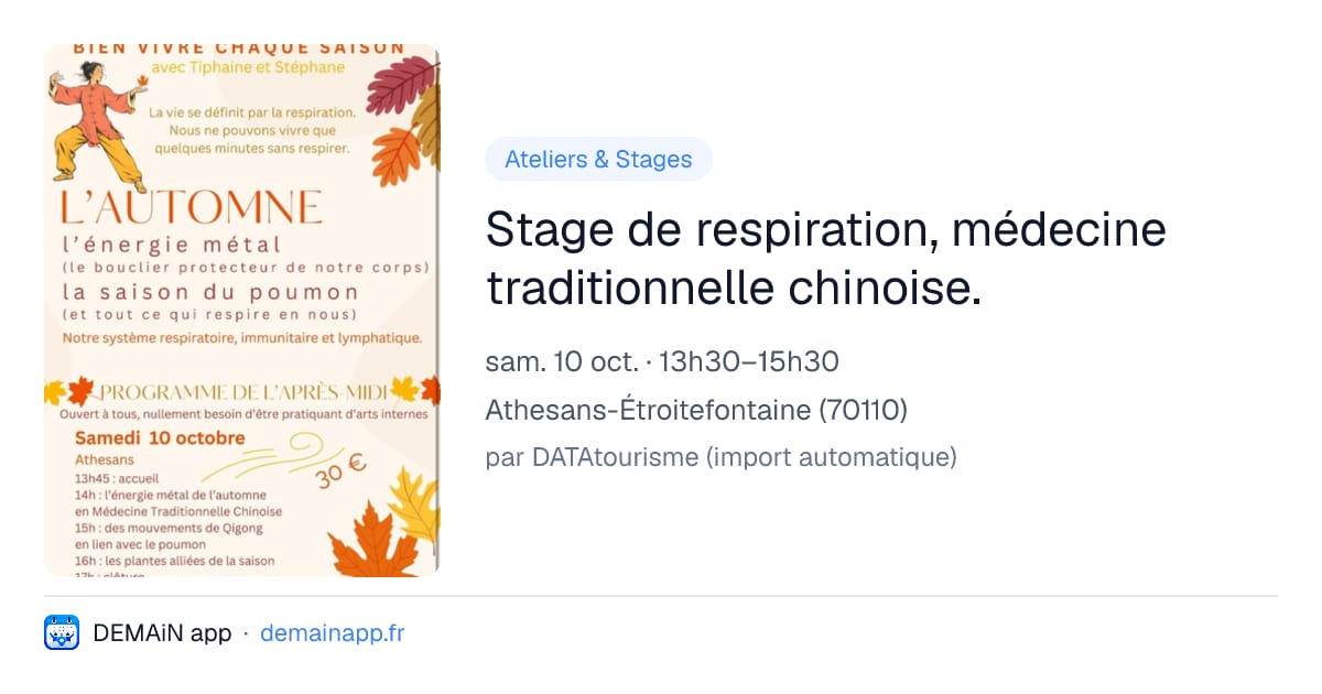 Stage de respiration, médecine traditionnelle chinoise. — Athesans-Étroitefontaine