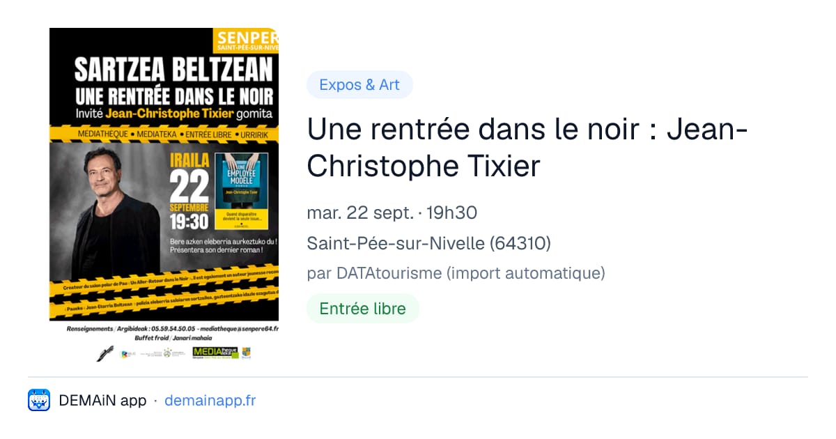 Une rentrée dans le noir : Jean-Christophe Tixier — Saint-Pée-sur-Nivelle