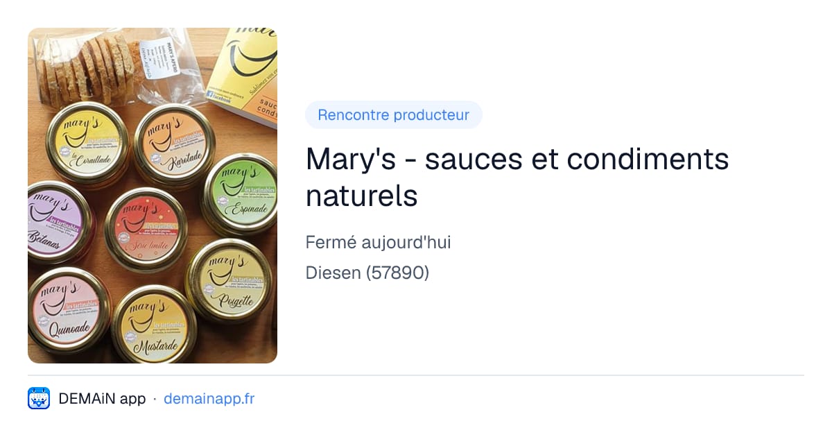Mary's - sauces et condiments naturels — Diesen