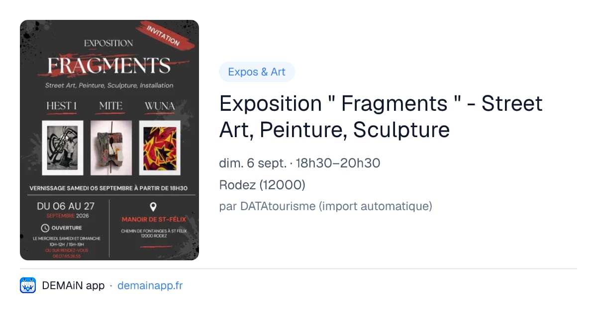 Exposition " Fragments " - Street Art, Peinture, Sculpture — Rodez