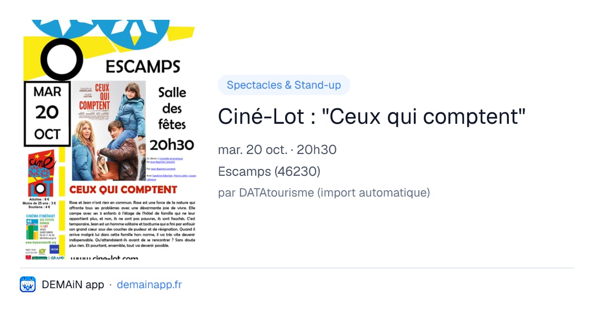 Ciné-Lot : "Ceux qui comptent" — Escamps