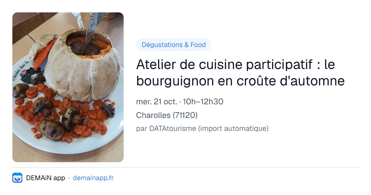 Atelier de cuisine participatif : le bourguignon en croûte d'automne — Charolles