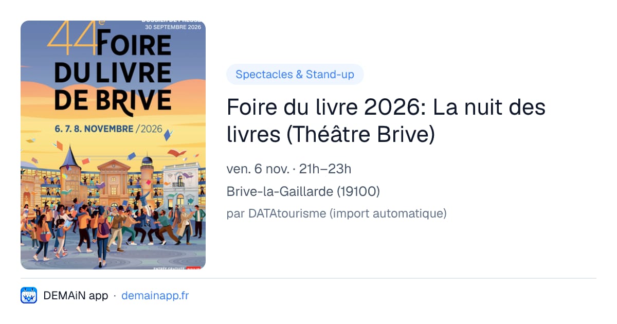 Foire du livre 2026: La nuit des livres (Théâtre Brive) — Brive-la-Gaillarde