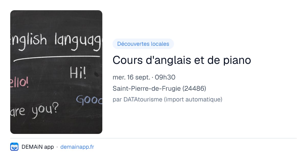Cours d'anglais et de piano — Saint-Pierre-de-Frugie