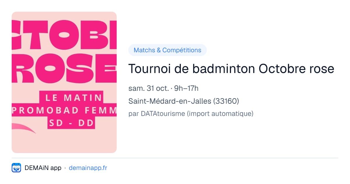 Tournoi de badminton Octobre rose — Saint-Médard-en-Jalles