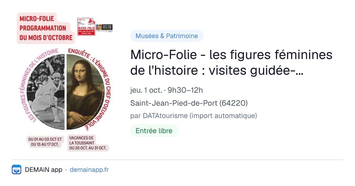 Micro-Folie - les figures féminines de l'histoire : visites guidée-projection documentaire — Saint-Jean-Pied-de-Port