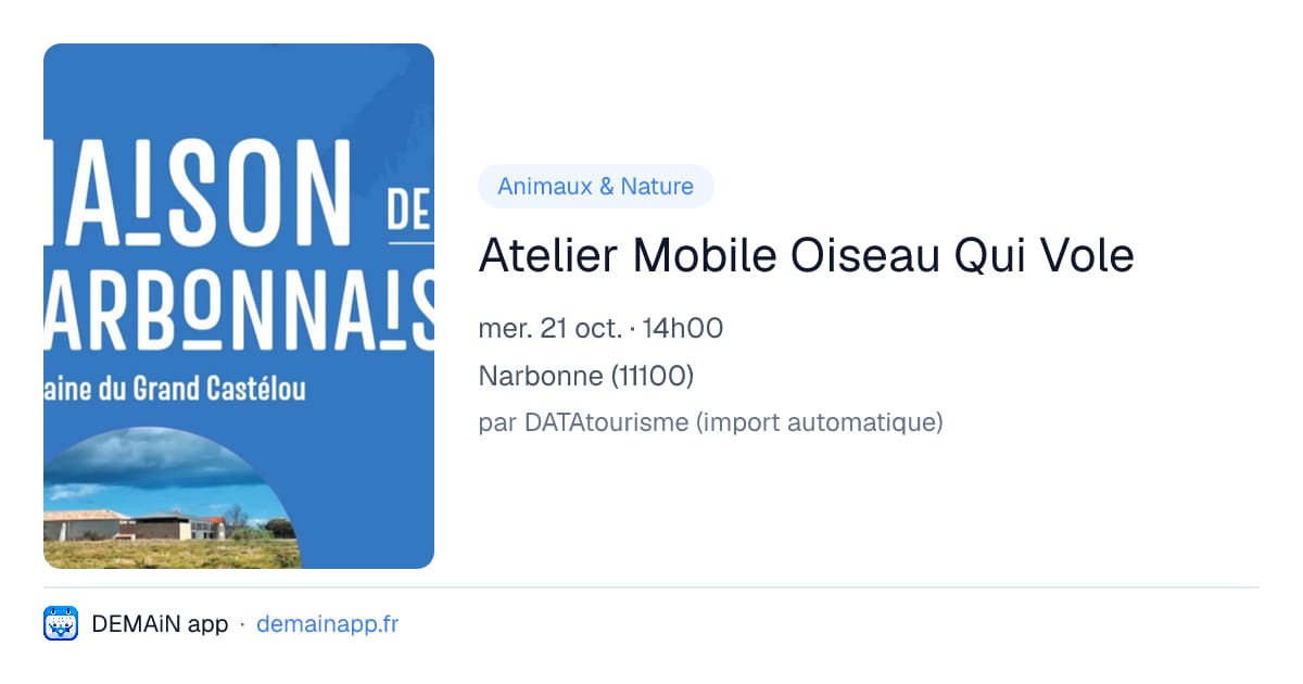 Atelier Mobile Oiseau Qui Vole — Narbonne