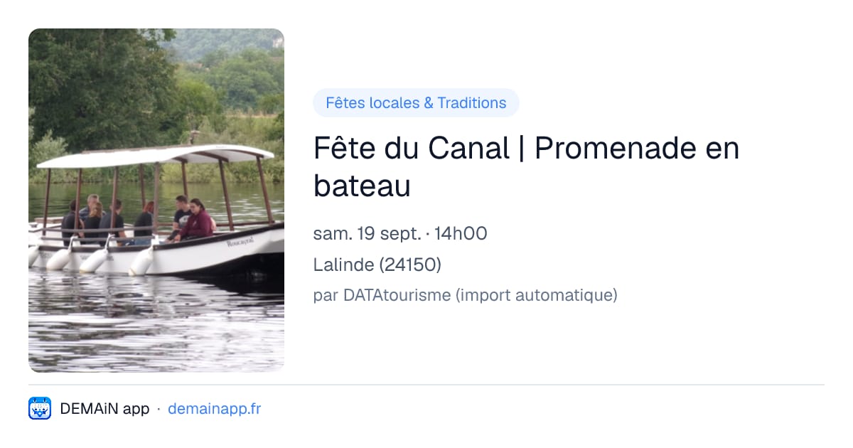 Fête du Canal | Promenade en bateau — Lalinde