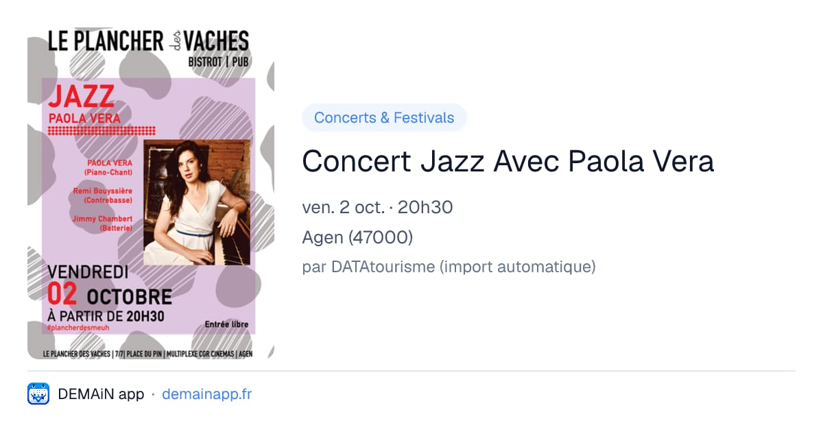 Concert Jazz Avec Paola Vera — Agen