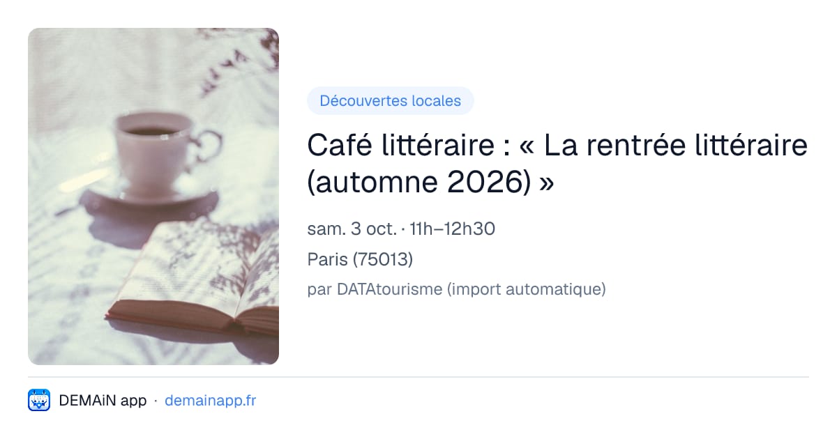 Café littéraire : « La rentrée littéraire (automne 2026) » — Paris