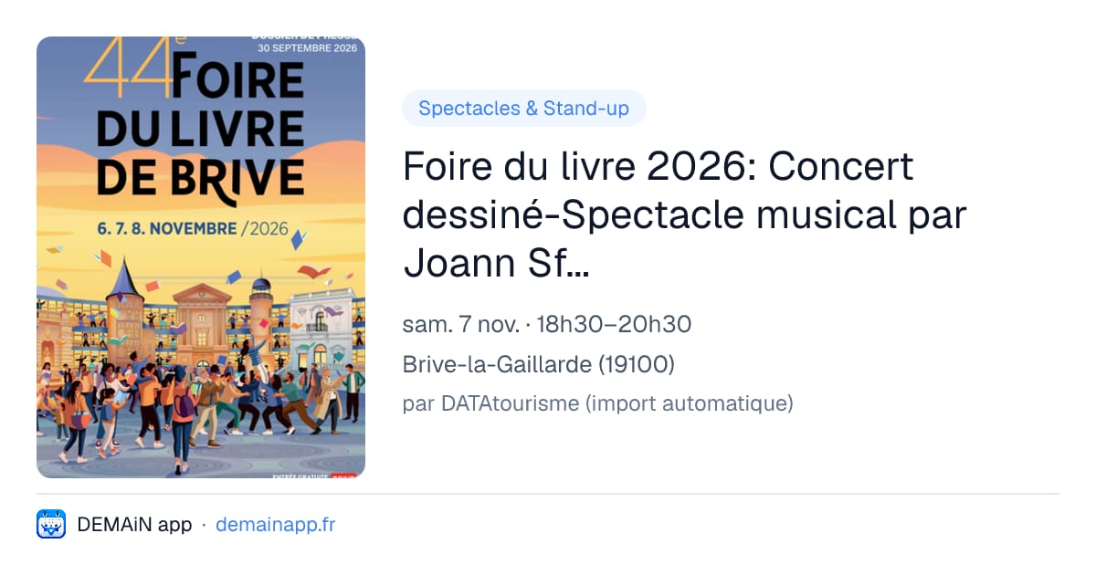 Foire du livre 2026: Concert dessiné-Spectacle musical par Joann Sfar (Espace du professeur Jean-Paul Escande) — Brive-la-Gaillarde