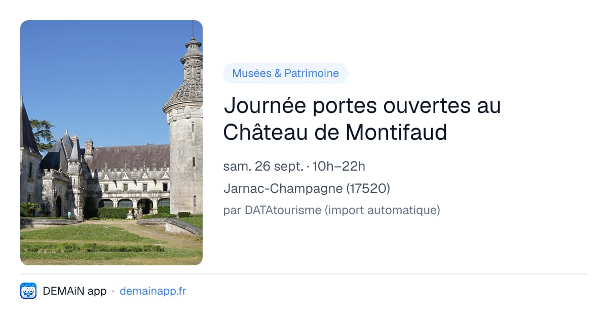 Journée portes ouvertes au Château de Montifaud — Jarnac-Champagne